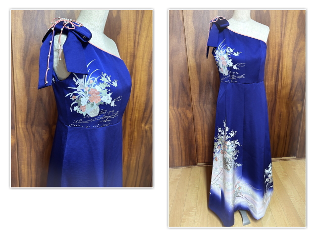 訪問着をリメイクしたステージ用の着物ドレス
